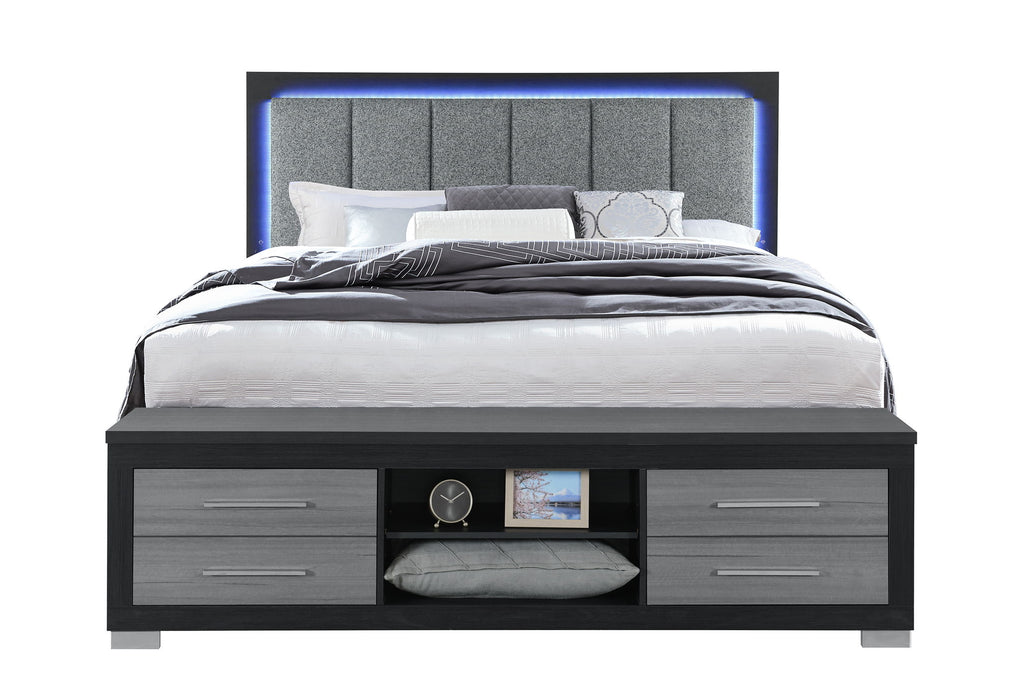 Emma - King Bed With LED And USB - Black / Gray - Albert's Furniture (Wayne, MI)