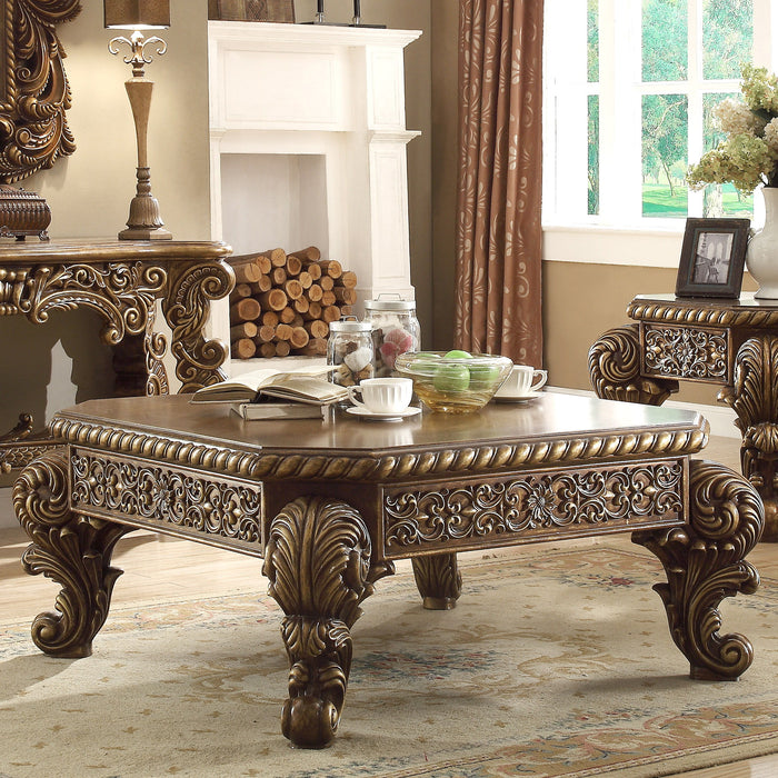 HD-8011 - Coffee Table - Antique Gold & Pefect Brown