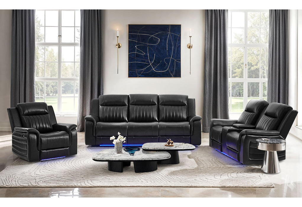 U8879 - 2 Piece Living Room Set (Power Reclining Sofa With LED And Global Surround System And Power Console Reclining Loveseat) - Charcoal - Albert's Furniture (Wayne, MI)