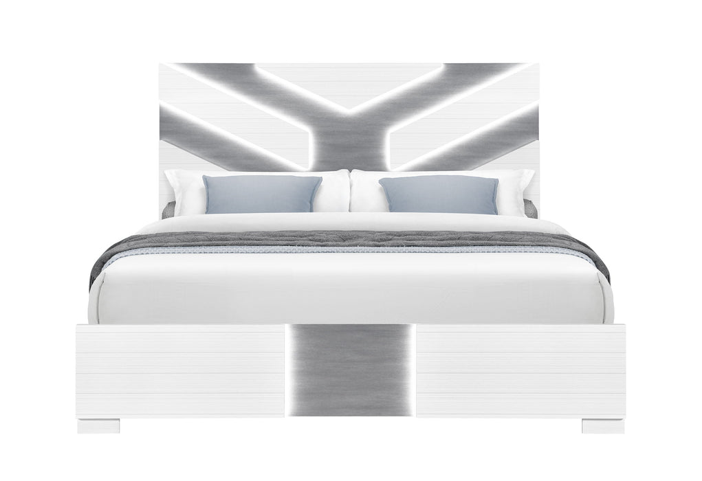 Optimus - King Bed With LED - White