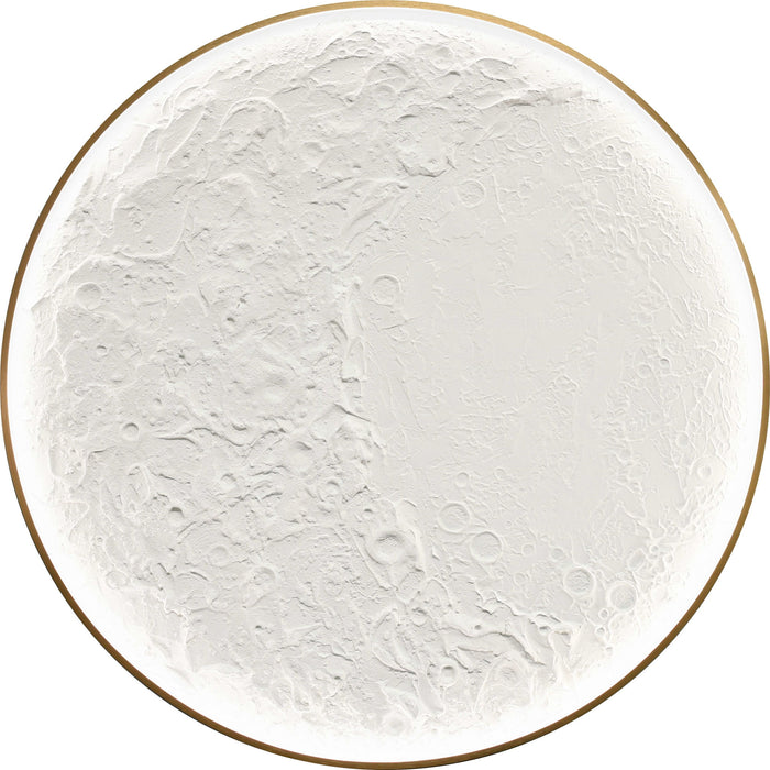Lunar Relief Hand-Painted LED Canvas In Frame - Ivory / White