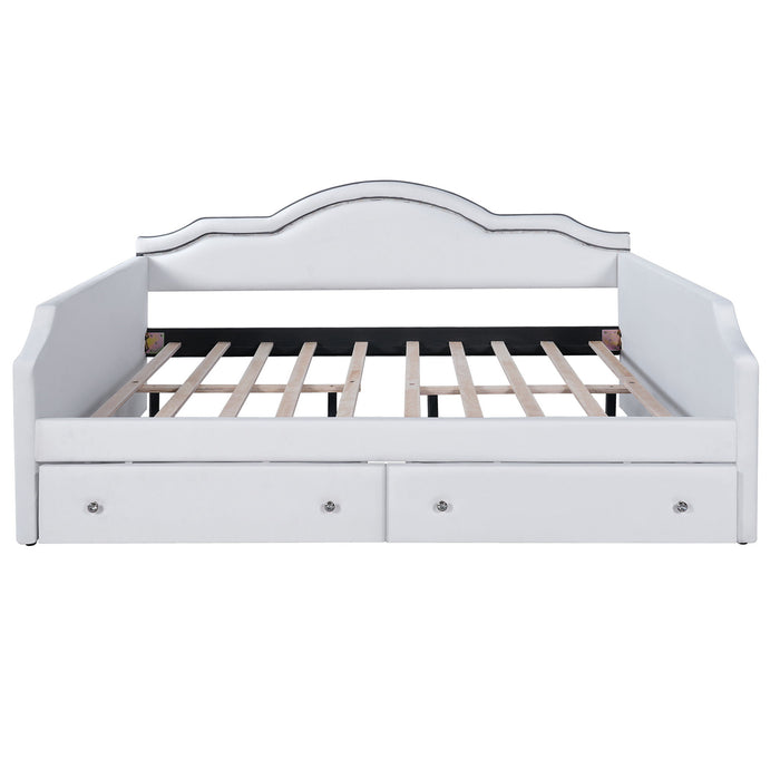 Upholstered Daybed With LED Lights And 2 Drawersme