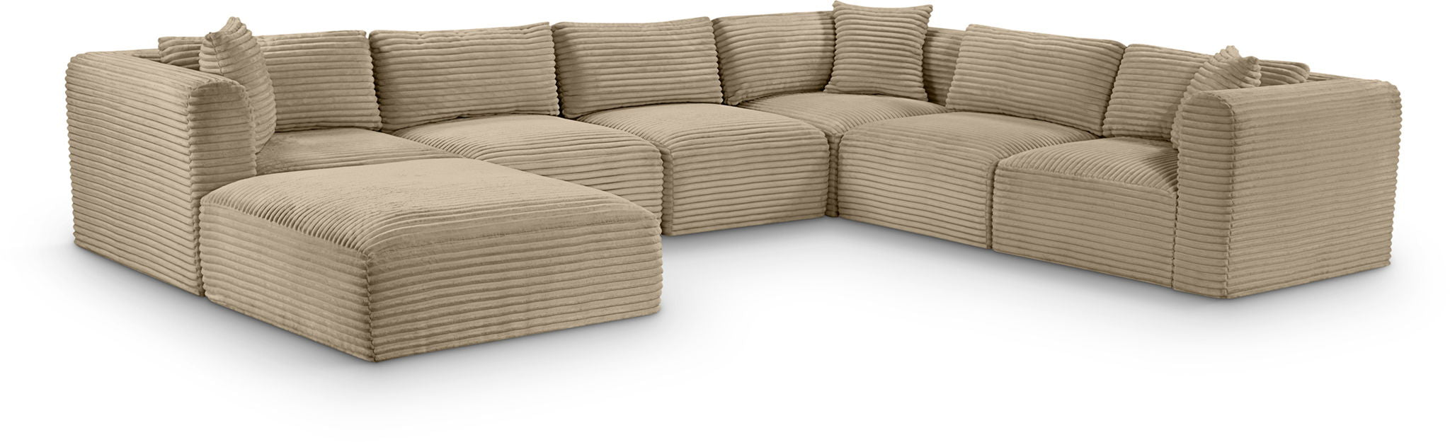 Shaggy - Fabric 7 Piece Modular U-Shaped Sectional With Ottoman