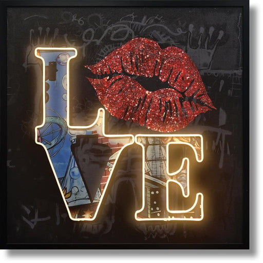 Crimson Kiss Glow - 33" x 33" Framed Wall Art - Black - Albert's Furniture (Wayne, MI)