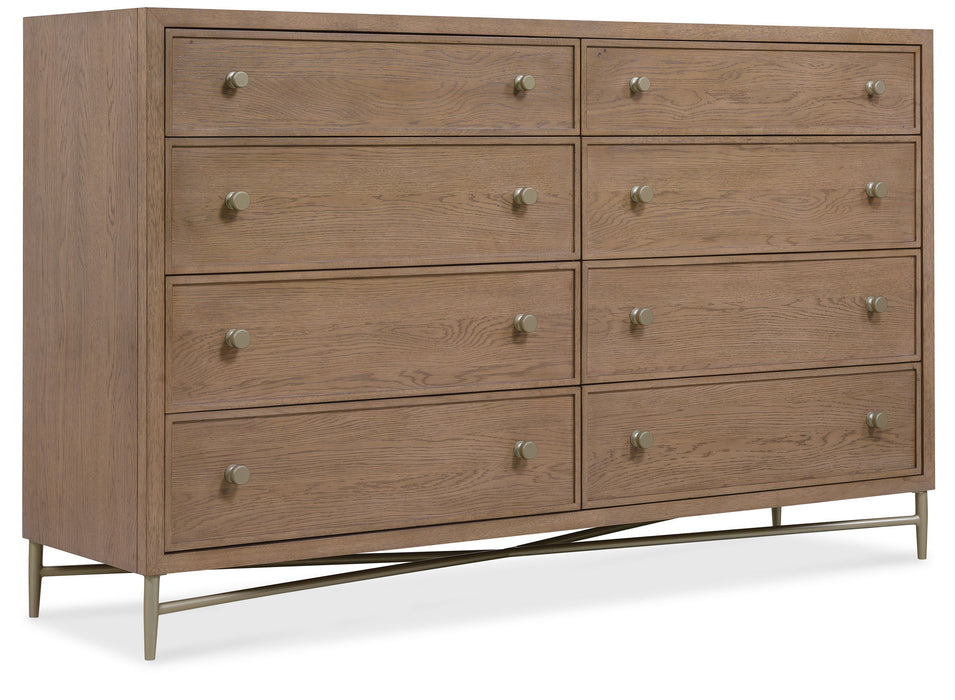 Sonnet - Eight-Drawer Dresser - Dark Gray / Light Brown