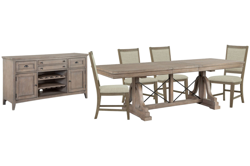 Paxton Place - Extendable Trestle Dining Table Set