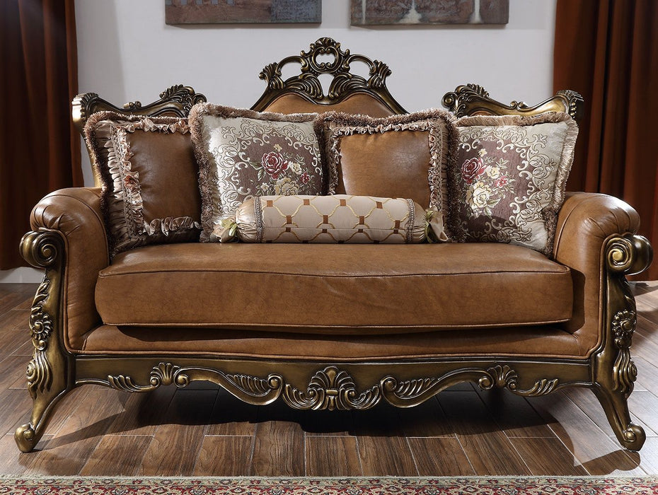 HD-555 - Loveseat - Brown Cherry