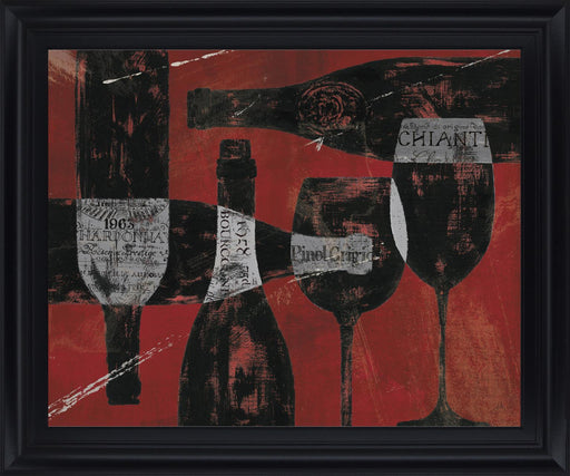 Rustic Wine Toast - 28" x 34" Framed Wall Art - Dark Red - Albert's Furniture (Wayne, MI)