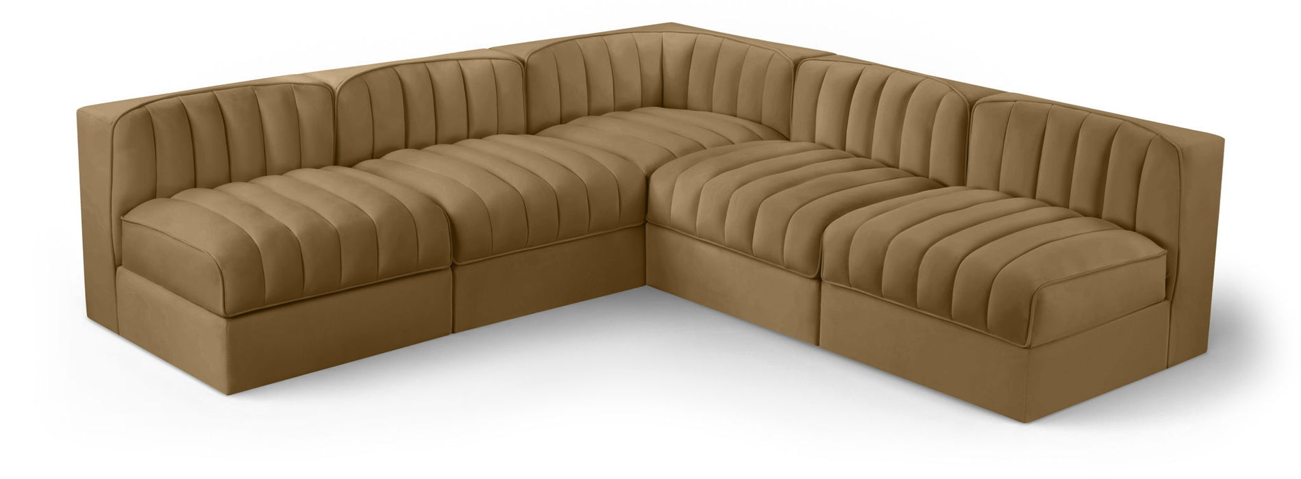 Rummi - Armless Velvet Performance Fabric Upholstered 5 Piece Modular Sectional