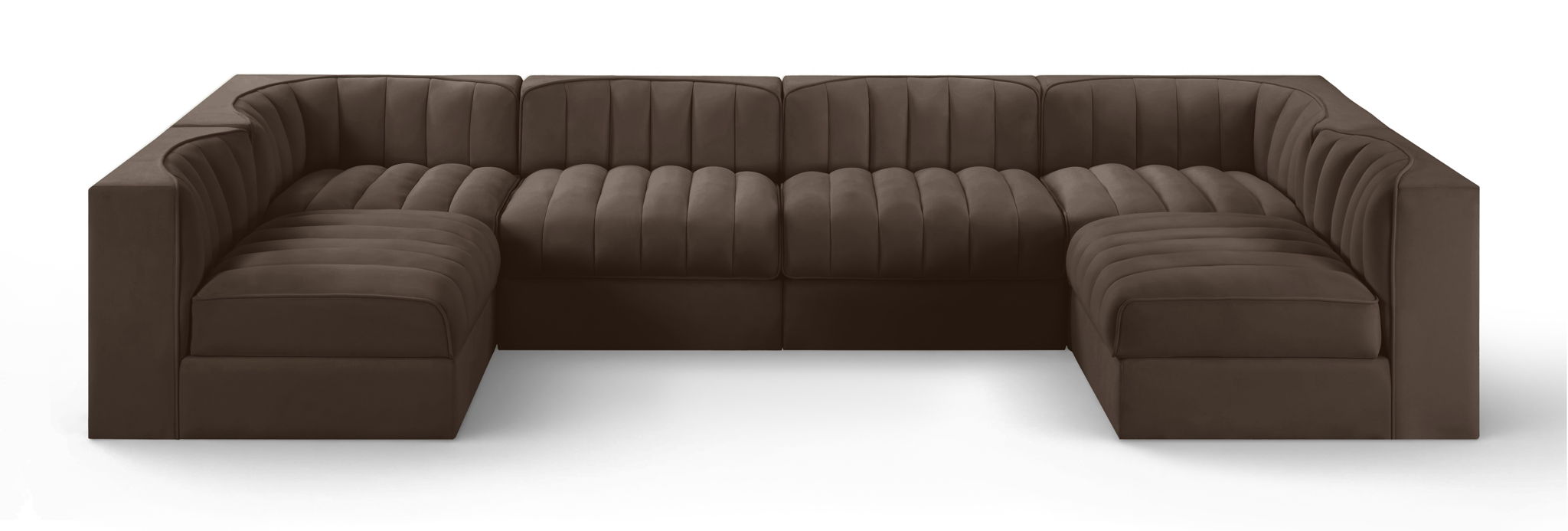 Rummi - Armless Velvet Performance Fabric Upholstered 6 Piece Modular Sectional