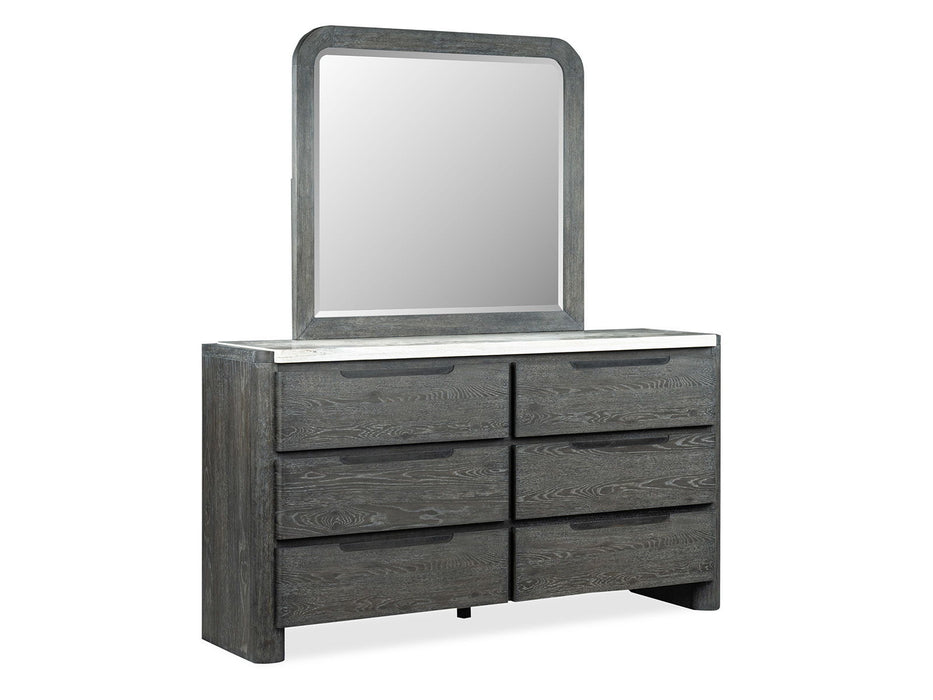Keaton - Double Drawer Dresser With Portrait Mirror - Black