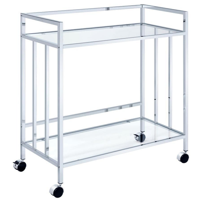 Cara - 2-tier Rectangular Glass Shelf Metal Bar Cart