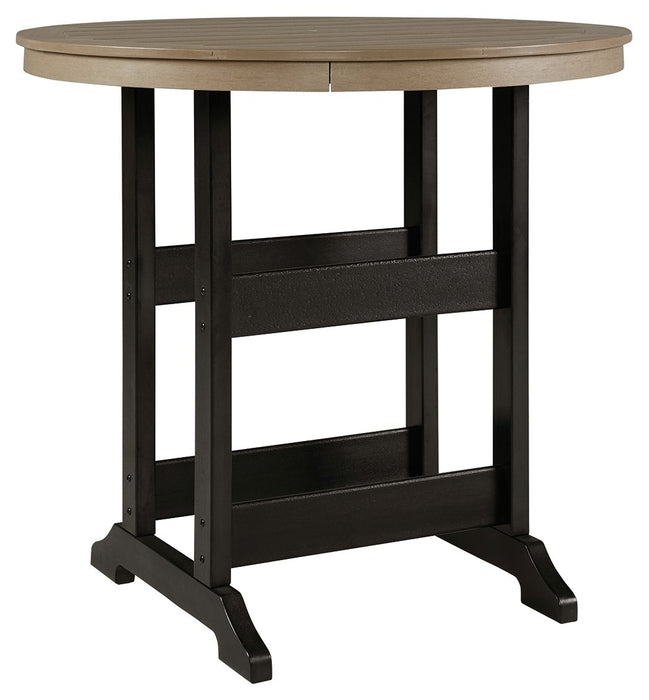 Fairen Trail - Black / Driftwood - Round Bar Table W/Umb Opt