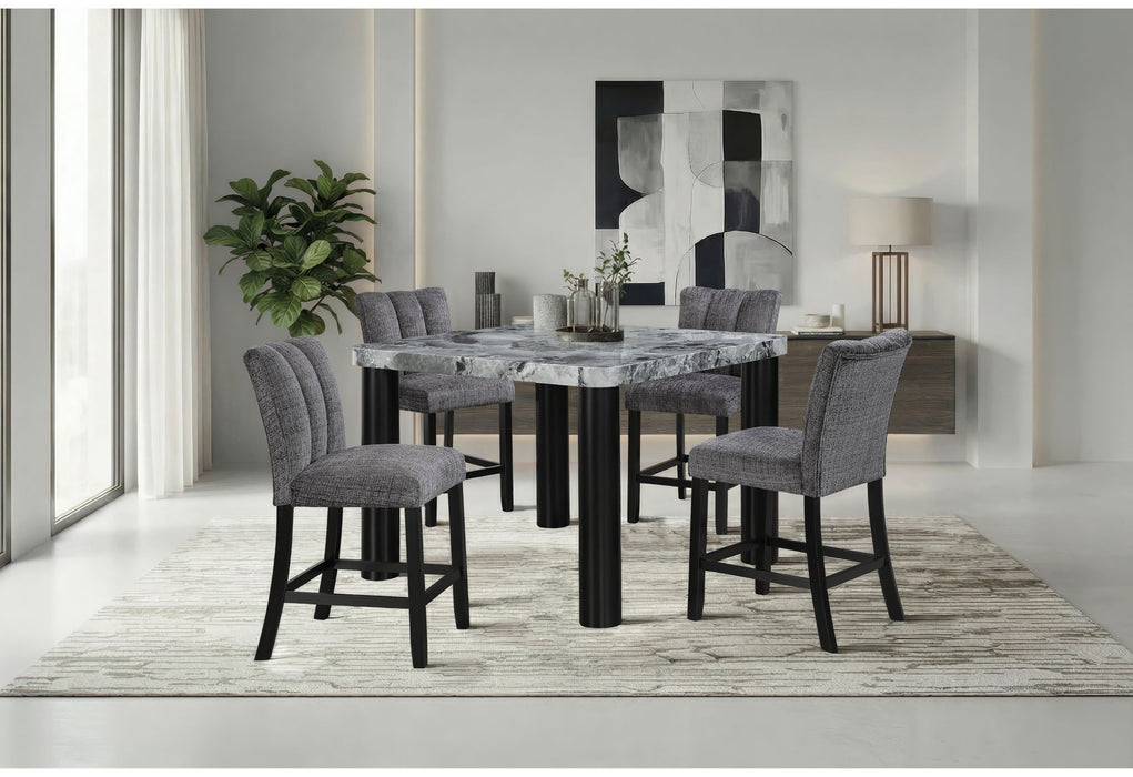 D5473 - 5 Piece Dining Room Set (Bar Table And 4 Bar Stools) - Black / Gray