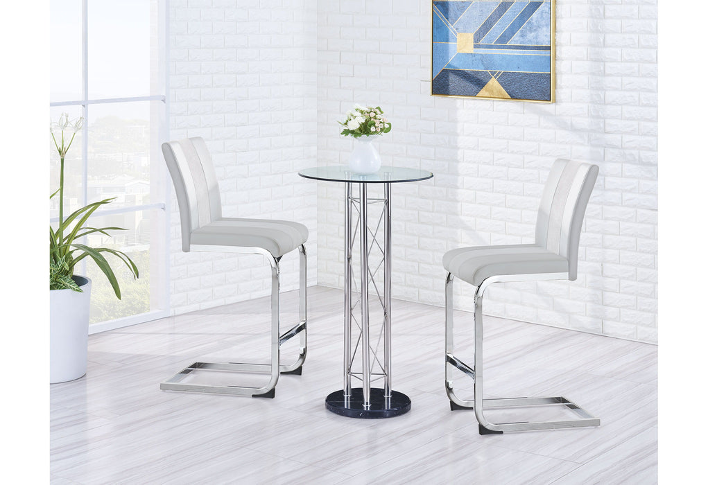 D208 Bar Table And Two D915 Bar Stools - White