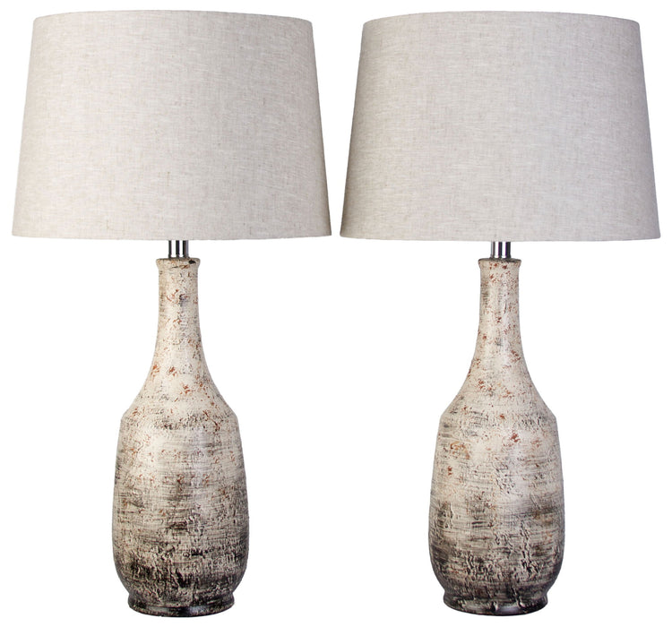 Ivory Patina - 28 X 15 - Ceramic Table Lamp (Set of 2) - Weathered Ivory Reactive Glaze