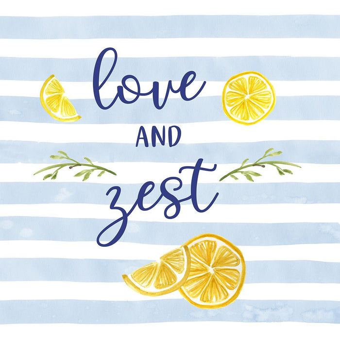 Love And Zest Lemons By Carol Robinson (Framed) (Small) - Light Blue