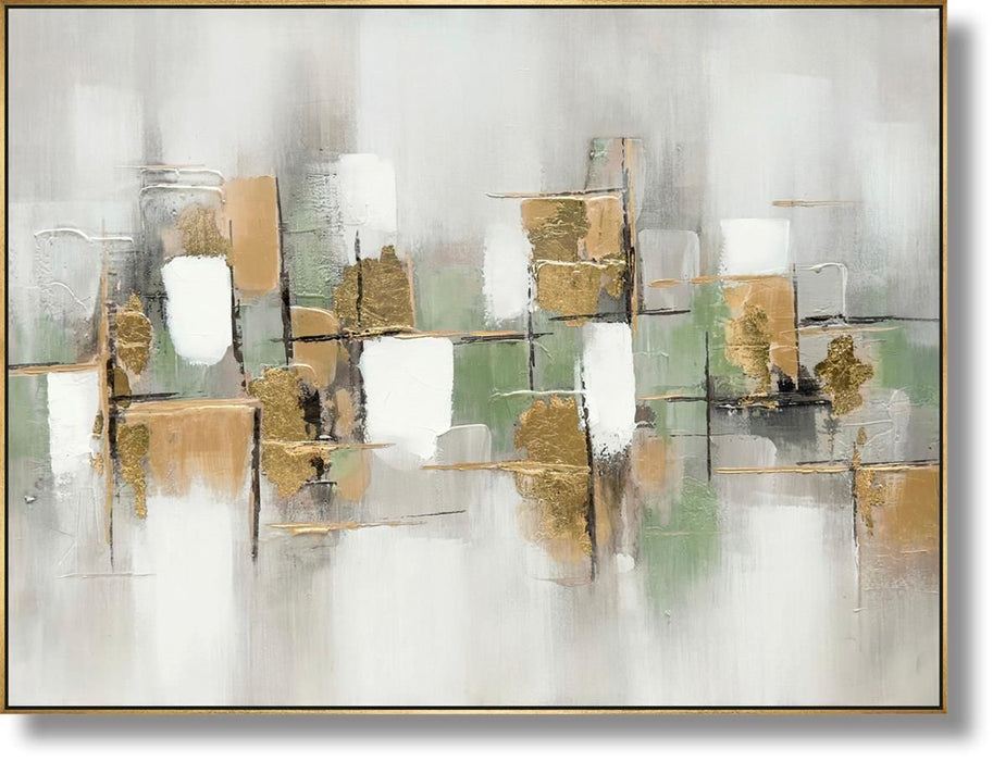 Gilded Verdant Parallels - 35" x 47" Framed Wall Art - Gold - Albert's Furniture (Wayne, MI)