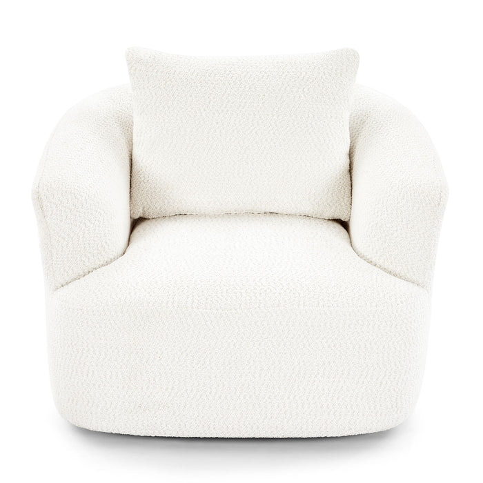 360° Swivel Barrel Sofa Chair With Throw Pillow, Upholstered Accent Chair