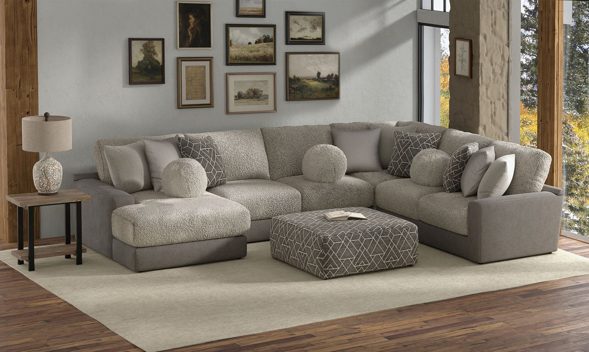 Canyon - 4 Piece Sectional With Cuddler Seat Cushions, Included Accent Pillows And Cocktail Ottoman (Left Side Facing Chaise) - Umber