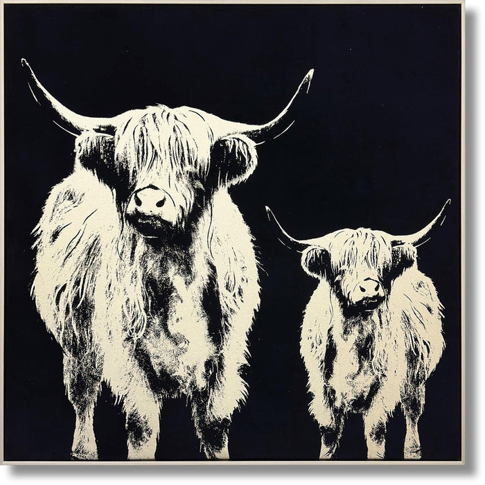 Nocturne Highland Silhouettes - 35" x 35" Framed Wall Art - Black - Albert's Furniture (Wayne, MI)