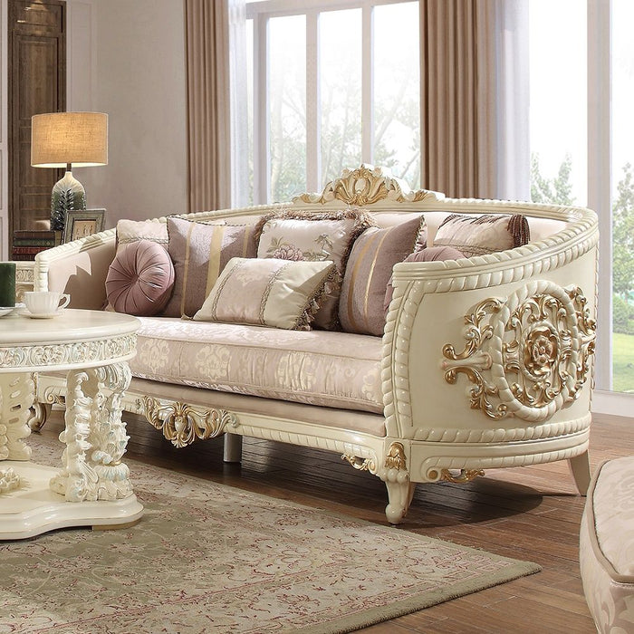 HD-2011 - Sofa - Ivory With Gold Highlight