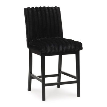 Mervannie - Upholstered Barstool (Set of 2) - Black - Albert's Furniture (Wayne, MI)