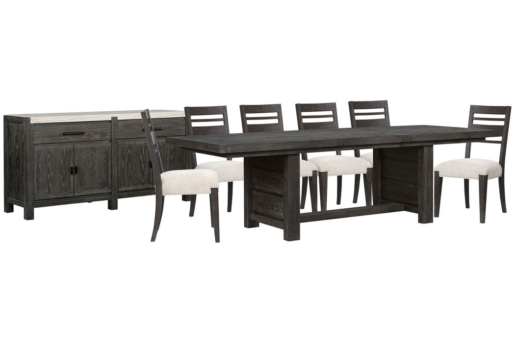 Plum Creek - 8 Piece Extendable Trestle Dining Table Set