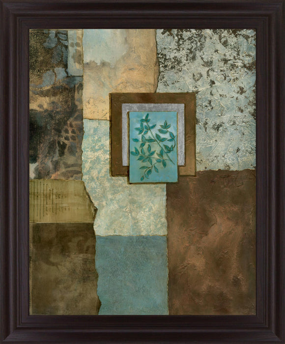 Teal Leaf Mosaic - 28" x 34" Framed Wall Art - Blue - Albert's Furniture (Wayne, MI)