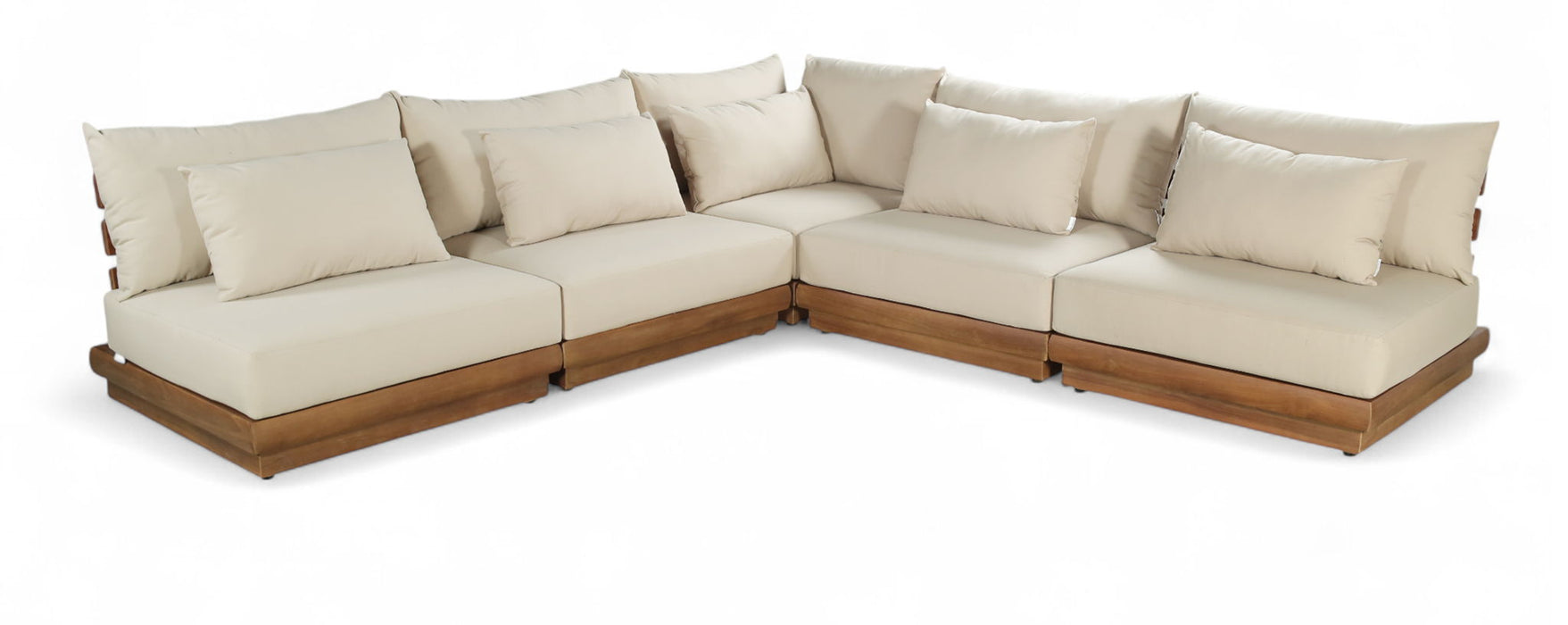 Mirella - 5 Piece Water Resistant Fabric Upholstered Outdoor Patio Modular Sectional