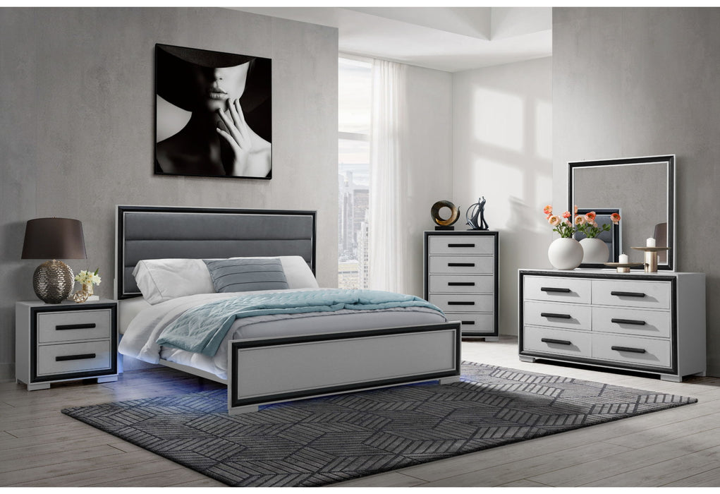 Amelia - 5 Piece Queen Bedroom Set (Queen Bed Group With LED, Cooler And Speaker) - Black / Gray - Albert's Furniture (Wayne, MI)