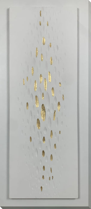 "Golden Drops" Hand-Painted Wrapped Canvas - White / Gold