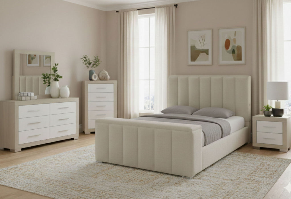 Serenity - 5 Piece King Bedroom Set - Natural / Cream