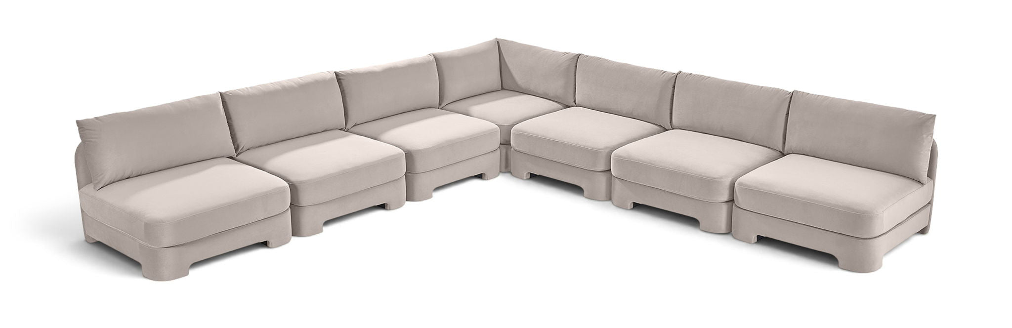 Hammond - Velvet Performance Fabric Upholstered 7 Piece Armless Sectional