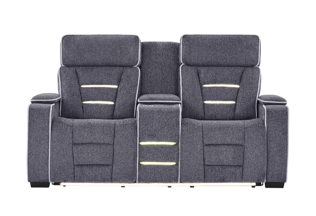 U1895 - P2 Console Reclining Loveseat With IS And LED - Dark Gray