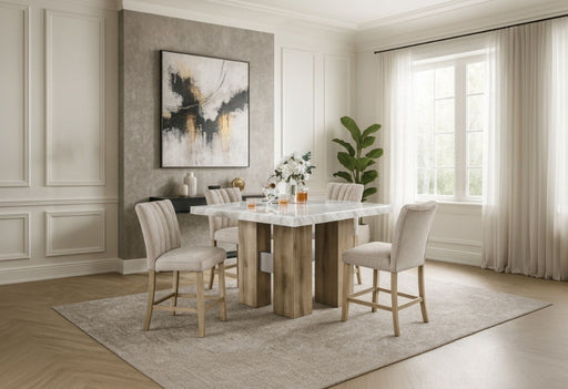 D04 - 7 Piece Dining Room Set (Bart Table And 6 Bar Stool) - Natural silver - Albert's Furniture (Wayne, MI)