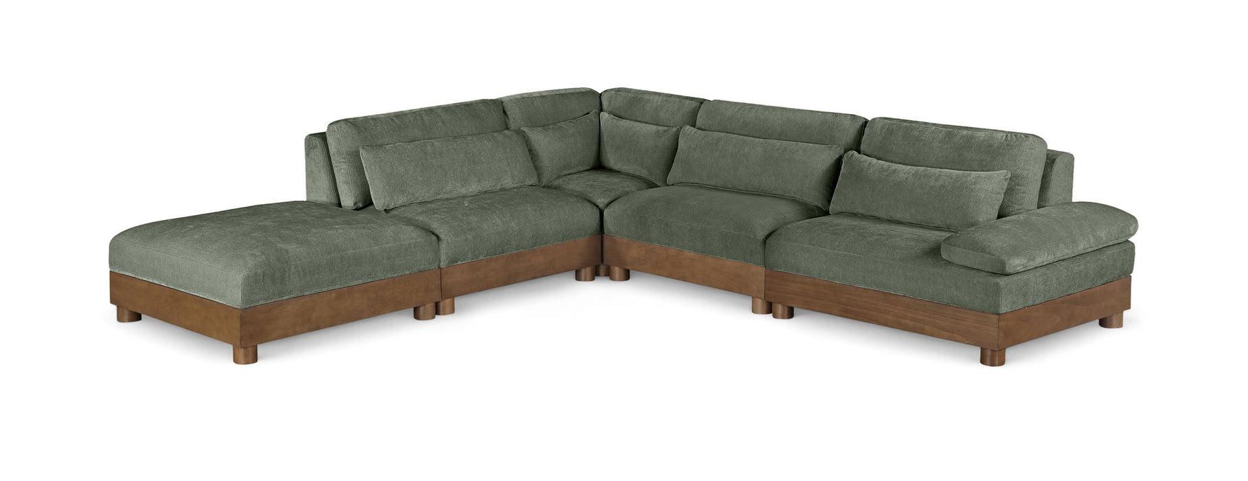 Turin - Chenille Fabric Upholstered Modular Sectional - Green
