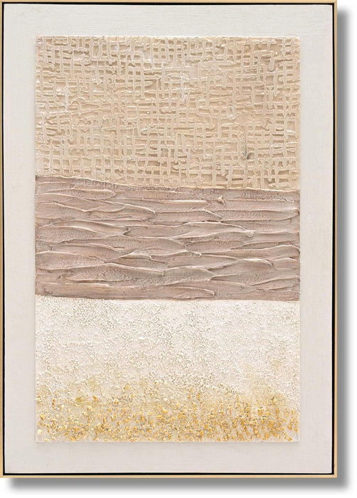 Golden Texture Harmony - 28" x 40" Framed Wall Art - Beige - Albert's Furniture (Wayne, MI)