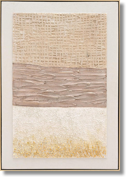 Golden Texture Harmony - 28" x 40" Framed Wall Art - Beige - Albert's Furniture (Wayne, MI)