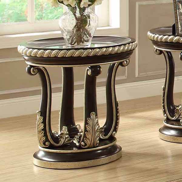 HD-213 - End Table - Dark Brown With Gold Highlight