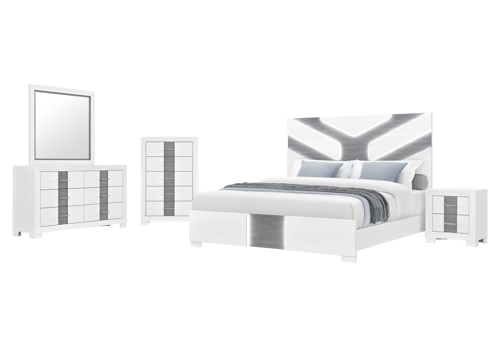 Optimus - 5 Piece Full Bedroom Set - White