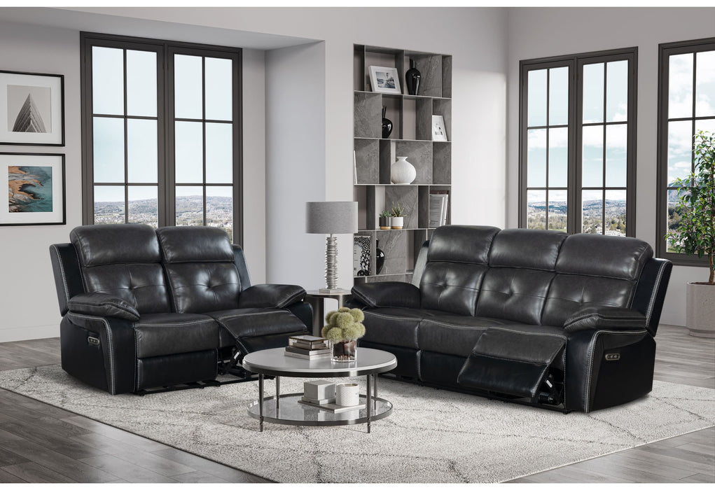 U5050 - Power Reclining Sofa / Power Reclining Loveseat - Blanche Charcoal / Black-Power