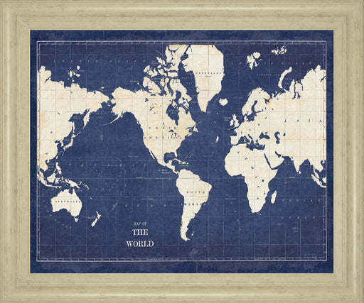 Voyager's Atlas - 28" x 34" Framed Wall Art - Blue - Albert's Furniture (Wayne, MI)