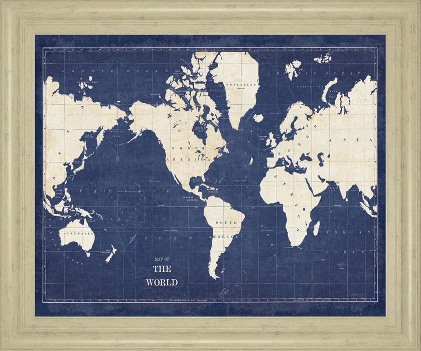Voyager's Atlas - 28" x 34" Framed Wall Art - Blue - Albert's Furniture (Wayne, MI)