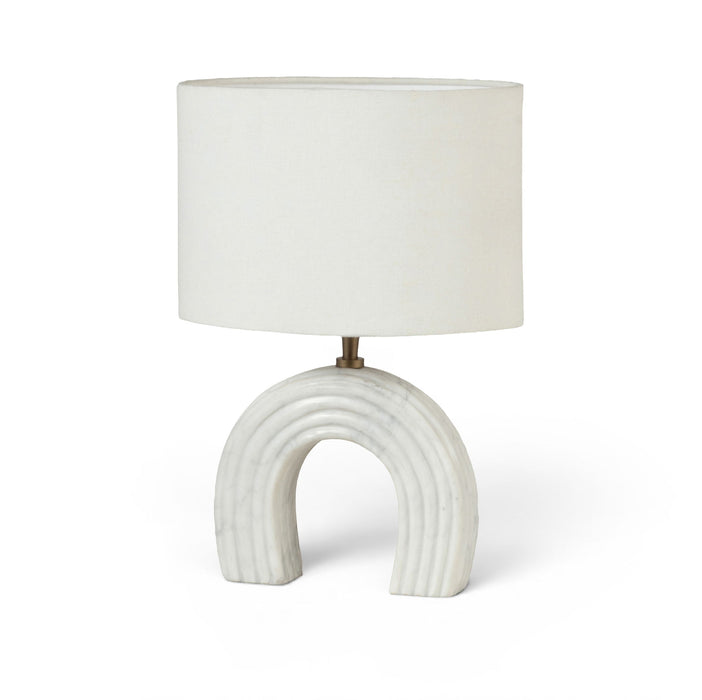 Lithos - Genuine Marble Base And Linen Textured Fabric Shade Table Lamp