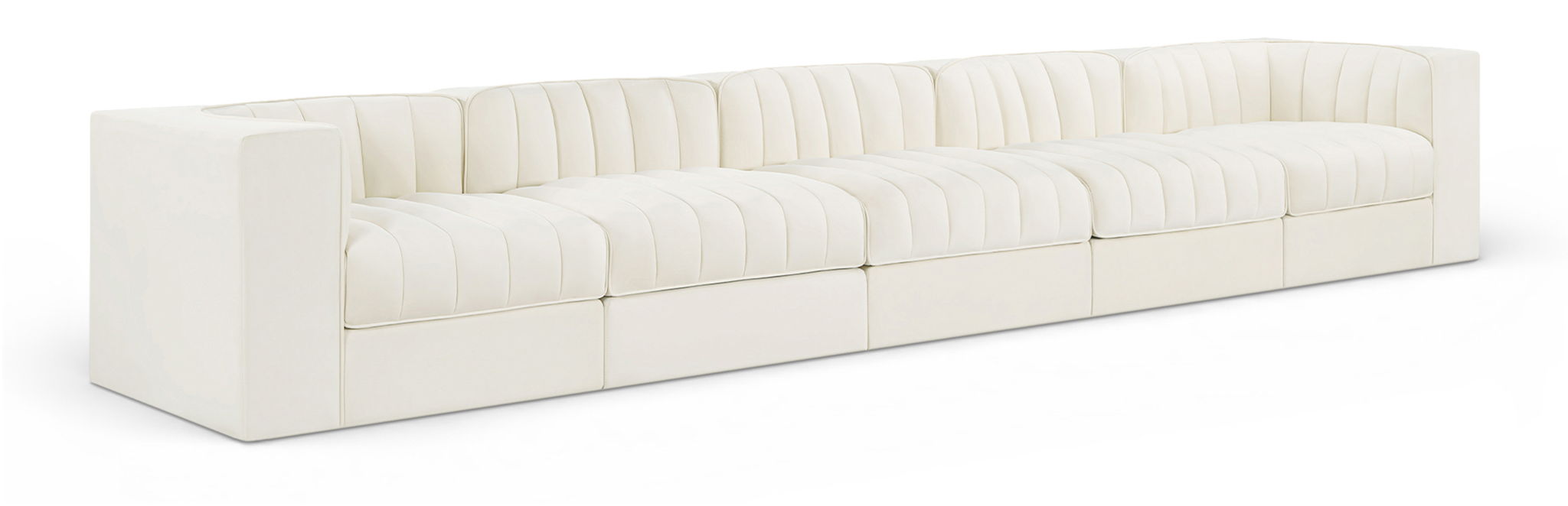 Rummi - Velvet Performance Fabric Upholstered 5 Piece Modular Sofa
