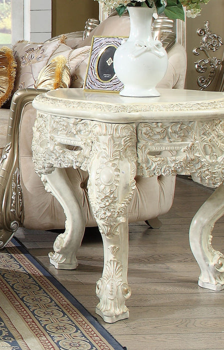 HD-8030 - End Table - Ivory With Gold Highlights