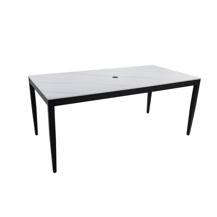 Outdoor Modern Patio Dining Table, Post Tapered Legs, Weatherproof & Rust Free