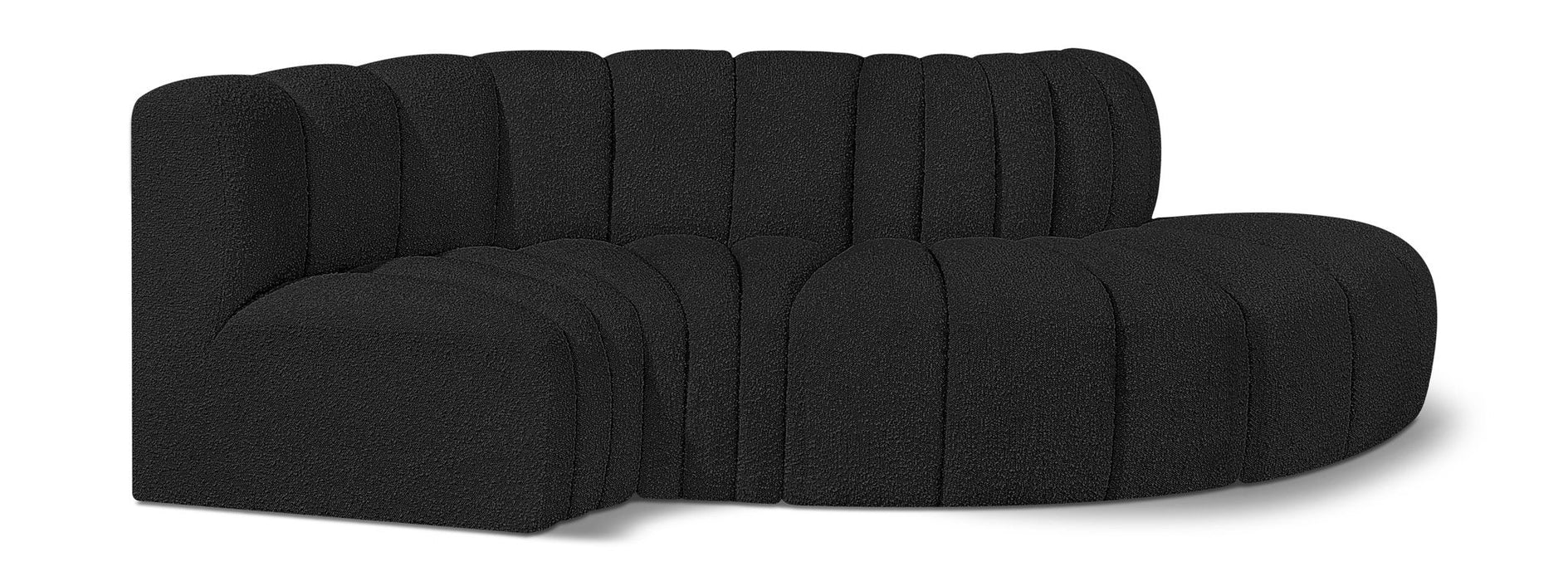 Arc - Boucle Fabric 4 Piece L-Shaped Modular Sofa