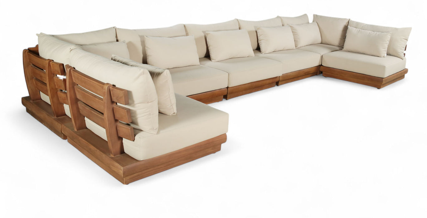 Mirella - 7 Piece Water Resistant Fabric Upholstered Outdoor Patio Modular Sectional
